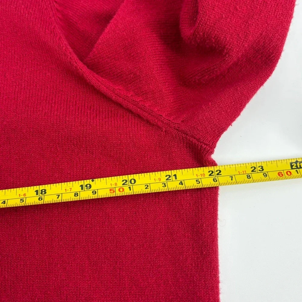 LL Bean Mens Medium Red‎ Cotton Cashmere V-Neck Pullover Sweater 274603 M-REG